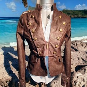 ASHLEY by 26 INTERNATIONAL | ✨🍫🤎 Chocolate Brown Vegan Leather Jacket | EUC ✨